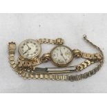 Two ladies gold wristwatches