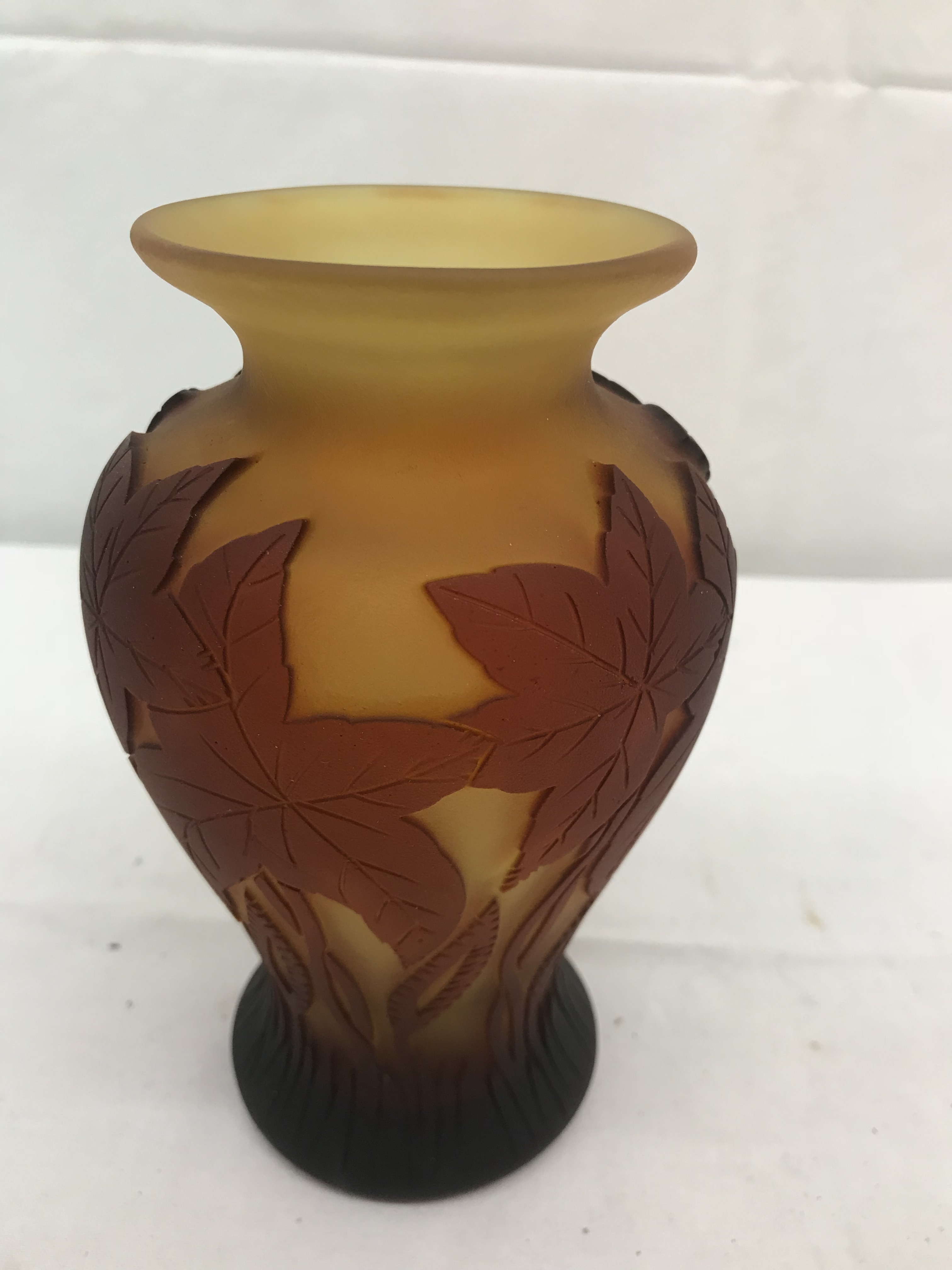 An Okra glass vase 'Ferns' pattern,