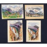 Four watercolours of mountainous scenes;