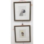 A pair of colour prints of tattooed heads by Andrea La Rocca, labelled verso,