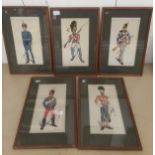 Five original watercolours of military subjects by John Sparks, signed & inscribed,