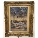 Sidney Barrett (20th century): A sunset winter landscape, watercolour, signed lower right,