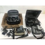 A box of cameras to inc an Olympus 101 SLR, lenses,