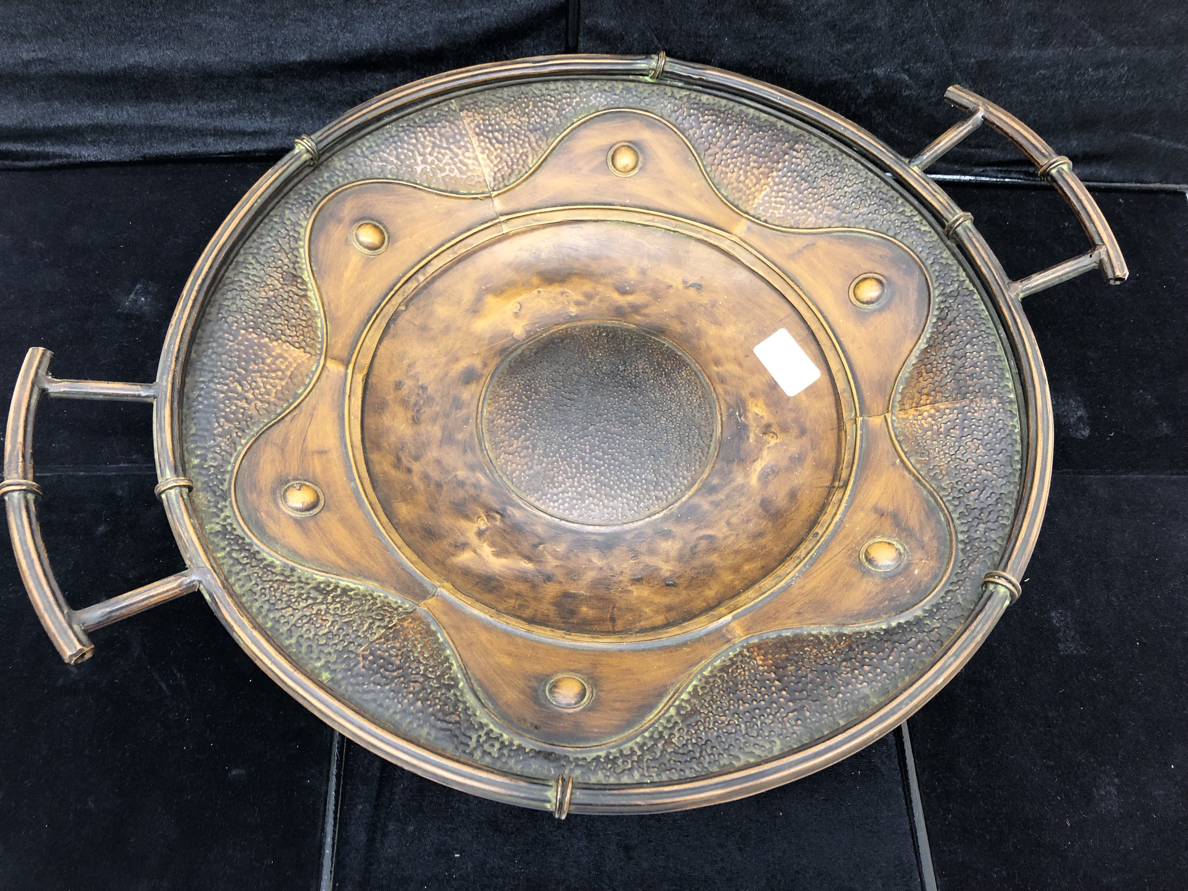 A large copper Arts & Crafts centrepiece bowl