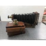 A Thornton Pickard Royal plate camera with S B Patent, seven plate holders and two lenses, one 8x5,