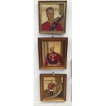 Three oils on canvas of military portrait subjects, each approx.