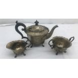 A HM silver three-piece teaset