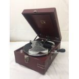 A cased HMV gramophone retailed by Harrods