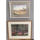 Two landscape watercolours to inc a Woodford scene and Richmond Park,