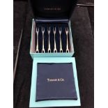 A boxed Peretti set of six cocktail forks in sterling silver for Tiffany