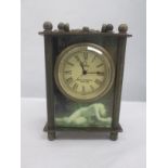 A miniature painted carriage clock