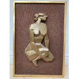 Giovanni Schoeman (1940-1980): Figural relief sculpture of a female nude, mounted on board,