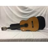 A hard-cased classical guitar handmade by Giannini in Brazil: Model AWN 300 Ser 08 1974