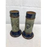 A pair of Doulton Lambeth vases a/f