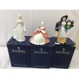 Three Royal Doulton figurines: 'Bride',