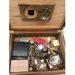 Box of watches and silver pocket watch