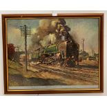 An colour print of railway interest after Terence Cuneo, unsigned,