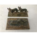 Two Bergman style cold painted bronzes of german shepherds