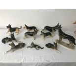 Ten ceramic figures of german shepherds to inc.