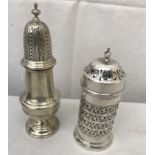 Two HM silver flour sifters