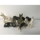 Seven ceramic german shepherd figures to inc Goebel etc