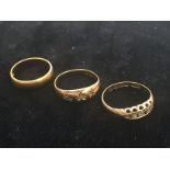 Three gold rings to inc.