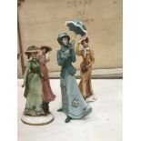 Four Capo DiMonte figures of ladies to include March Wind, Lady with Dog,