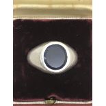 Asprey & Co Gents Sapphire ring, mounted in platinum, with box from original retailers.