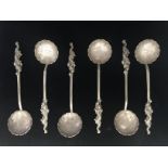 Six Japanese silver Nagawaki spoons