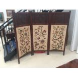 A Victorian Arts and Crafts needlework folding screen