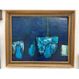 Follower of William Scott (1913-1989): Still life in Blues, oil on board, signed & dated,