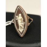 A 9ct navette cameo ring