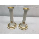 A pair of American Belleek candlesticks by Lennox