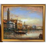 A oil on canvas of a Venetian scene, signed G.