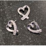 9ct white gold heart/pendant earrings