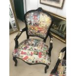 French style armchair upholstered in Spiderman comic strips