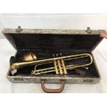 A cased Rudi Muck trumpet