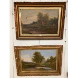 A pair of gilt framed oils on landscape subjects,