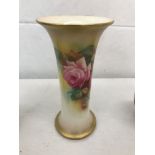 A Royal Worcester vase hadpainted with roses. Signed M.