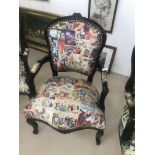 French style armchair upholstered in superman comic strips