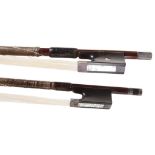 Two Violin Bows Attributed to the Dodd Family: Both with mother-of-pearl inlay,