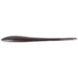 An Polynesian Throwing Club: 18th/19th century, of paddle form with geometric carving.