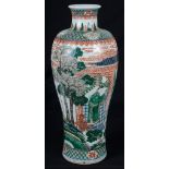 A Chinese famille verte vase 18th century The slender meiping-shaped body finely decorated with a