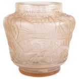 An Early 20th Century Muller Freres Vase: Acid etched and carved crystal vase in pink hue with