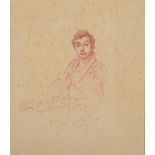 French School (19th century): Portrait study of a seated gentleman, red chalk, H 26 x W 23 cm.