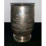 A HM silver tankard presented to John Smith Tottenham Hotspur honoured guest of the National