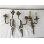 Three 19th century style gilt wall sconces