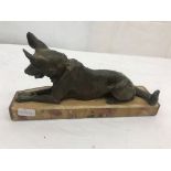 A Deco figure of a German Shepherd on a marble base