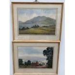 A pair of landscape watercolours by Duncan Russell, labelled verso,