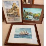 Jan Wasilewski (1860-1916): Three watercolours to inc San Esteban de Gormaz, a shipping scene,